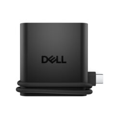 Dell Pro 4-in-1 USB-C Travel Hub DA225 สีดำ ขนาดเล็ก แสดงพอร์ต HDMI, USB-C และ USB-A สำหรับโน๊ตบุ๊คพกพา